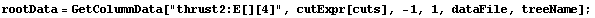 rootData = GetColumnData["thrust2:E[][4]", cutExpr[cuts], -1, 1, dataFile, treeName] ;